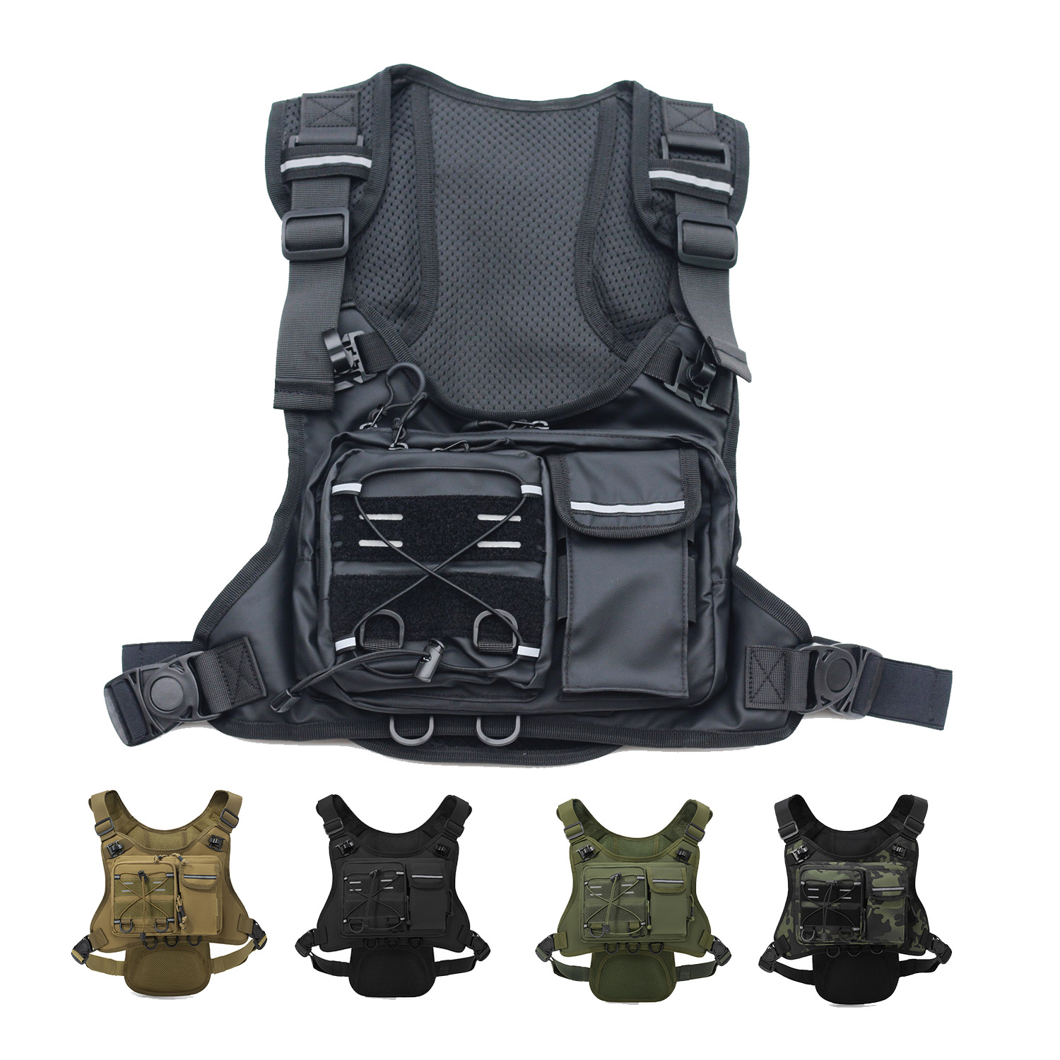 Reflective Running Gear Vest - Tactical Vest Chest Bag Lightweight Adjustable